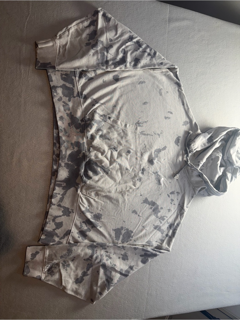 Nike Womens Large Oversized Tie Dye Hoodie Gray White Embroidered Swoosh